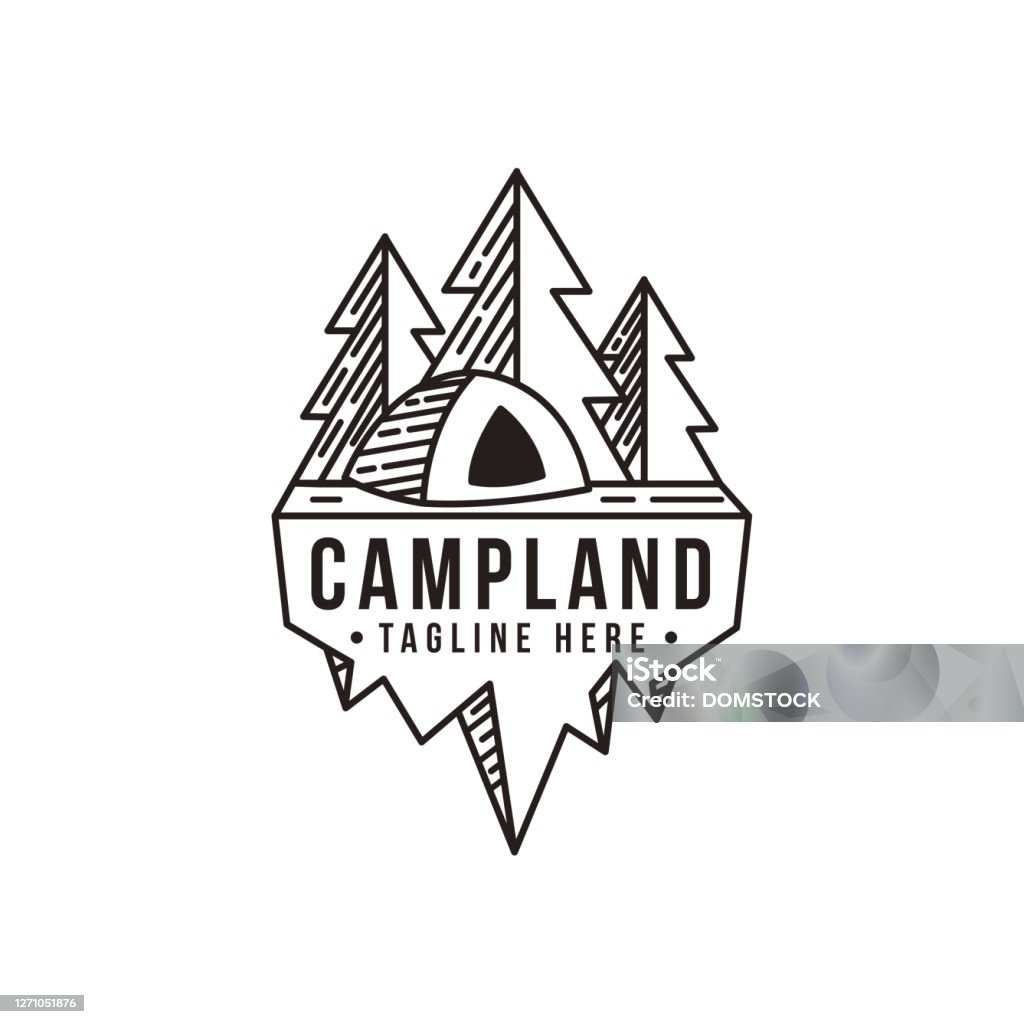 Lineart Outdoor Camping Camp Land Symbol Vektor Illustration - Lizenzfrei Logo Vektorgrafik