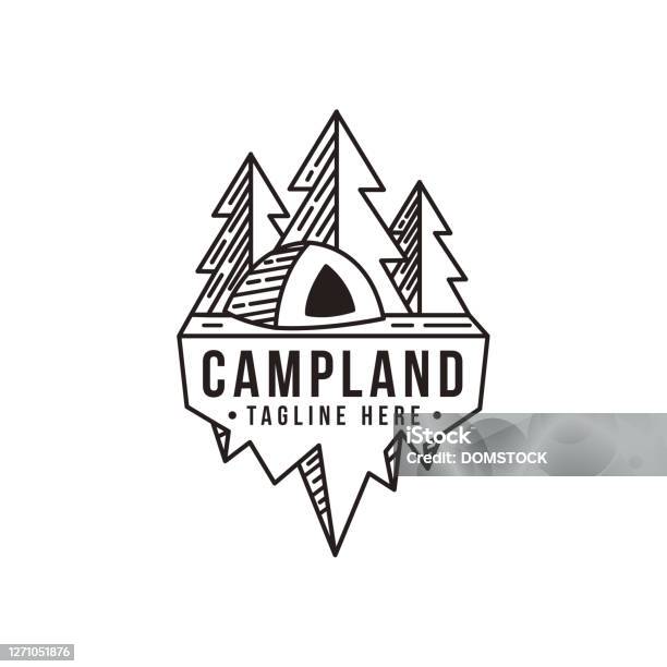 Lineart Outdoor Camping Camp Land Symbol Vektor Illustration Stock Vektor Art und mehr Bilder von Logo