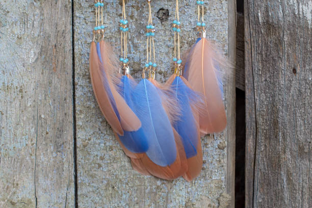 istock Handmade dream catcher with feathers threads and beads rope hanging 1271067236