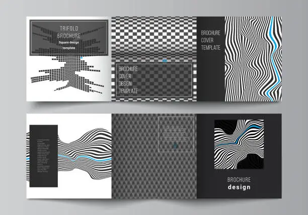 Vector illustration of The minimal vector editable layout of square format covers design templates for trifold brochure, flyer, magazine. Abstract big data visualization concept backgrounds with lines and cubes.