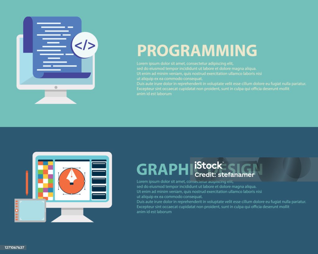 Programming Coding And Web Design Banner Stock Illustration - Download ...