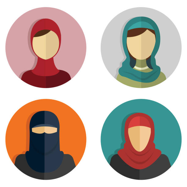 Middle Eastern Arabic Women, Muslim avatar People Icons Middle Eastern Arabic Women, Muslim avatar People Icons. burka stock illustrations