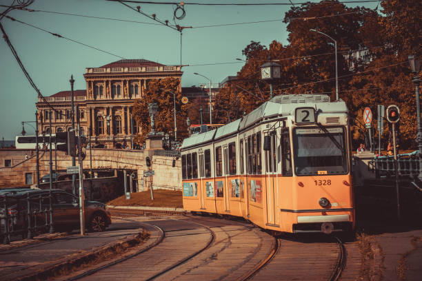 istock Budapest Donau river waterfront historic yellow tramway view 1271070502