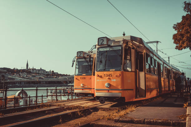 istock Budapest Donau river waterfront historic yellow tramway view 1271070544