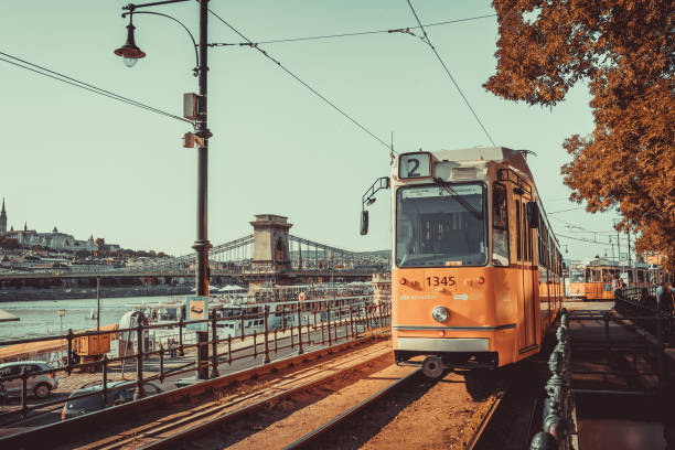 istock Budapest Donau river waterfront historic yellow tramway view 1271070578