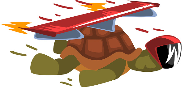 Fast Turtle In Helmet Funny Animal Cartoon Character With Turbo Speed  Booster And Fire Vector Illustration On White Background Stock Illustration  - Download Image Now - iStock