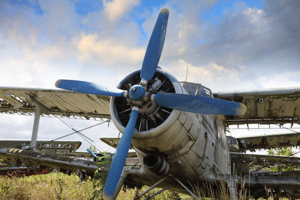 istock Abandoned and destroyed planes are in the field 1271072330