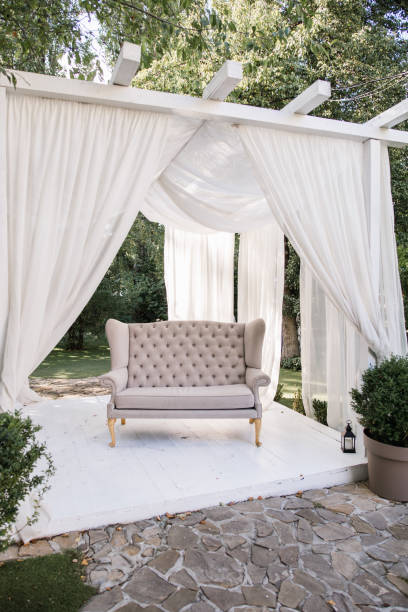 istock beautiful sofa in a tent in the garden 1271072645