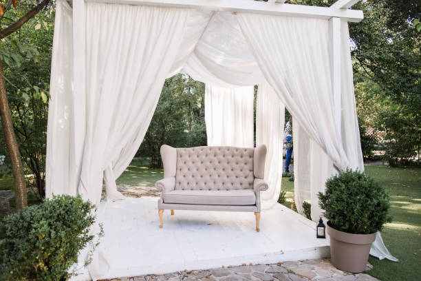 istock beautiful sofa in a tent in the garden 1271072656