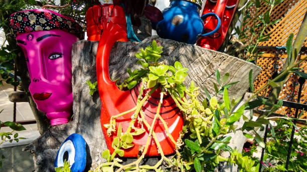 istock Handmade funny flowerpot made by plastic material 1271076520