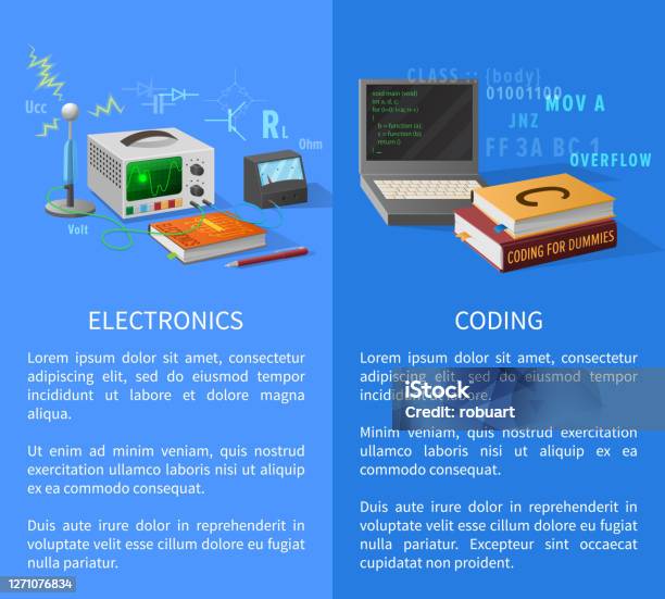 Differences Between Code And Coding Poster.pdf Electronics And Coding Lessons Promotional Poster Stock Illustration ...