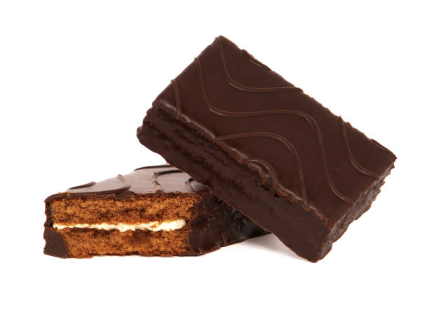 istock Chocolate cake bar covered with chocolate isolated on white 1271079889
