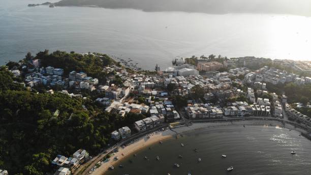 hong kong persitismo ilha peng chau vista aérea - outlying islands - fotografias e filmes do acervo