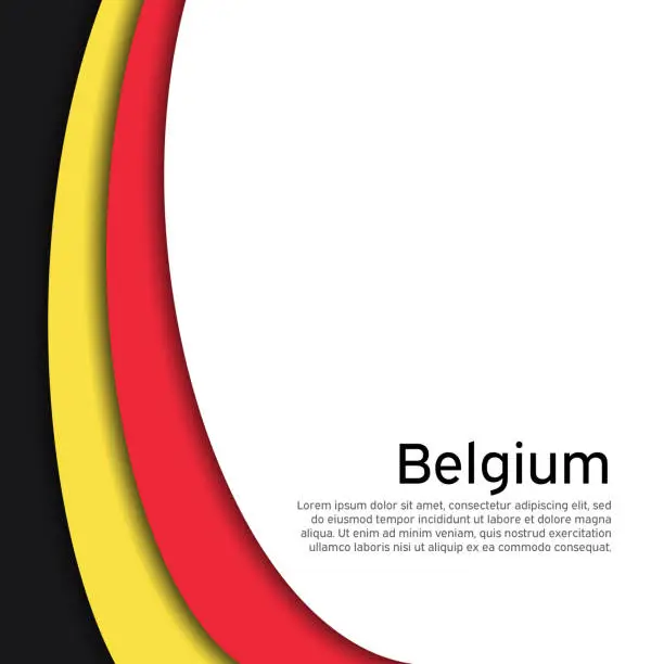 Vector illustration of Abstract waving belgium flag. Creative background for belgium holidays postcard design. Business booklet. Paper cut style. Graphic background for poster. Vector illustration of the belgian flag. banner