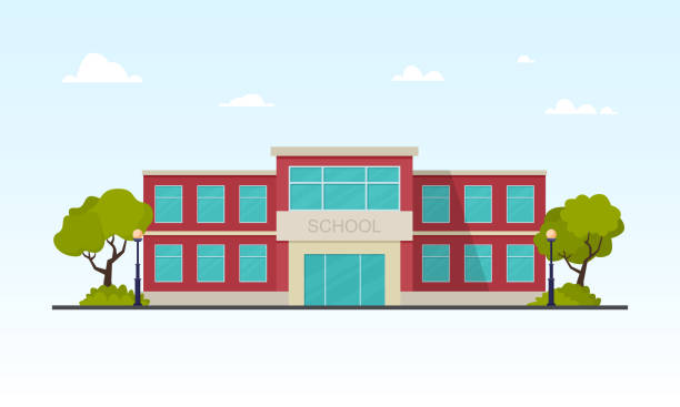 High school building exterior isolated on white background. High school building exterior isolated on white background. Public educational institution. Vector illustration. schoolhouse stock illustrations