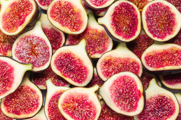 istock Tasty figs background. Top view. 1271084469