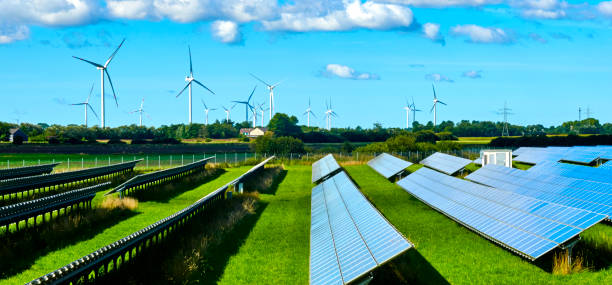 istock Alternative energy generation through wind turbines and modules to photovoltaics in Germany 1271086205