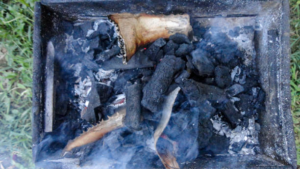 istock Black charcoal brazie with fire, ready to grill for the meat 1271087659