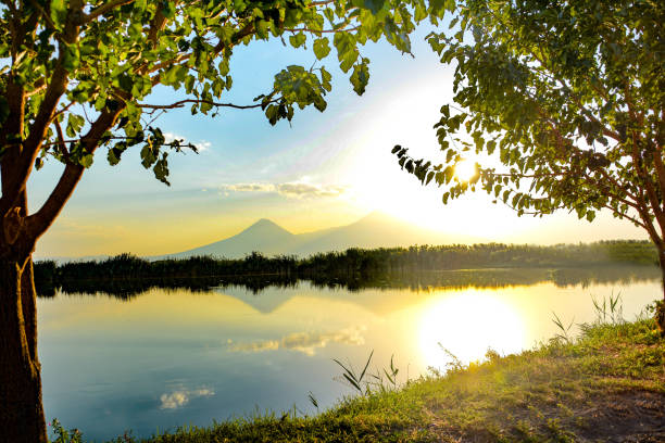 istock Beautiful landscape with Mount Ararat and the lake 1271095937