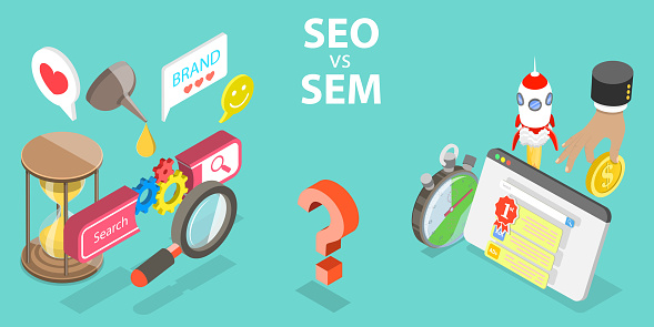 SEO vs SEM, Difference between Search Engine Optimization and Search Engine Marketing, Digital Marketing Terms and Definitions.