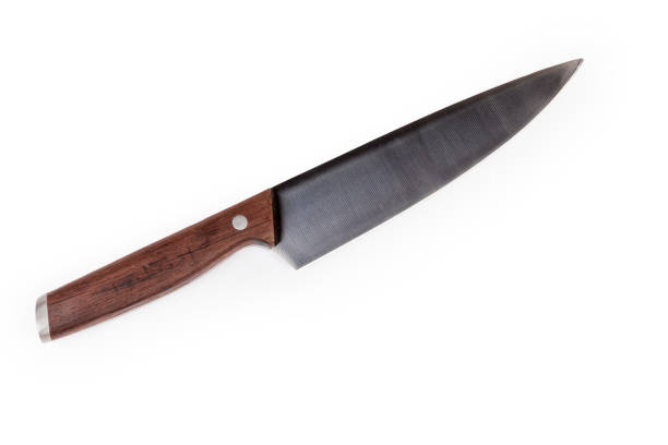 istock Kitchen large chef's knife on white background, top view 1271098936
