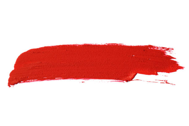 roter lippenstift schmieren wisch-smudge-swatch (clipping path) - roter lippenstift stock-fotos und bilder