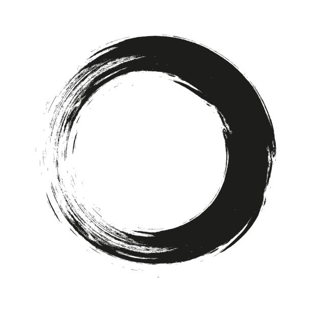istock vector brush strokes circles of paint on white background. Ink hand drawn paint brush circle. Logo, label design element vector illustration. Black abstract circle. Frame. 1271104953
