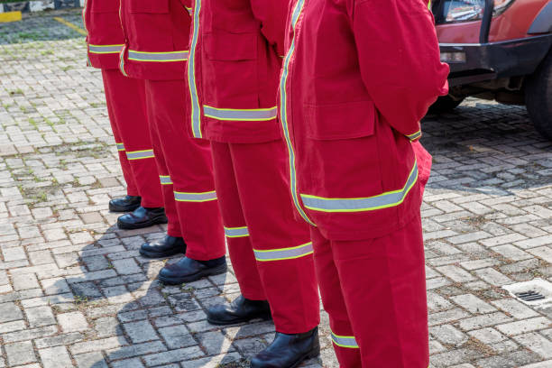 istock Firefighters in fire protection suit march 1271105543