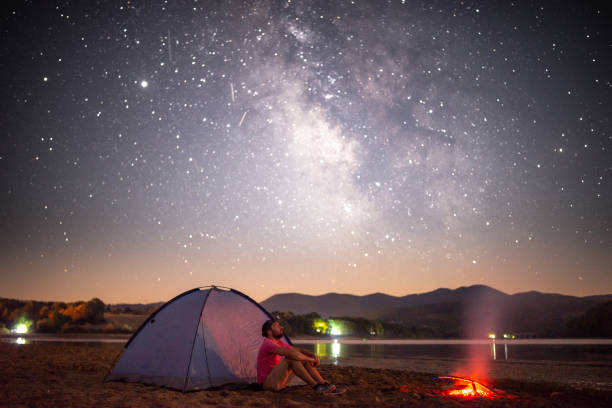 istock Lonely Camper under the Milky Way in the mountain 1271106121