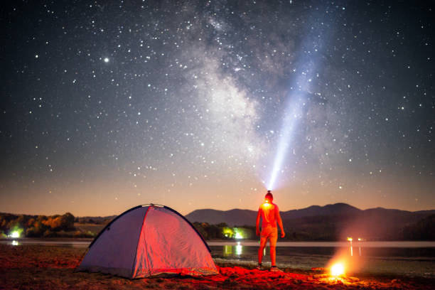 istock Lonely Camper under the Milky Way in the mountain 1271106126