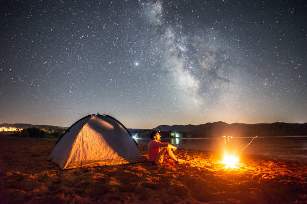 istock Lonely Camper under the Milky Way in the mountain 1271106134
