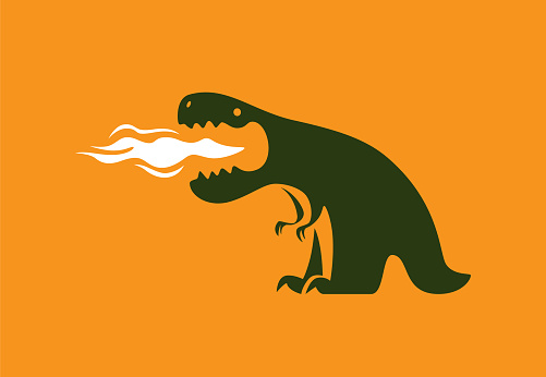 vector illustration of dinosaur exhaling fire