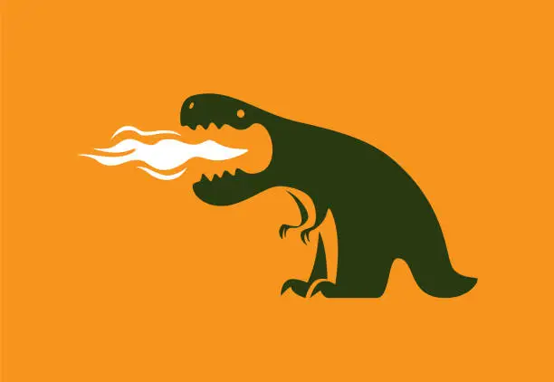 Vector illustration of dinosaur exhaling fire