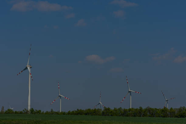 wind turbines in a nature landscape with sky