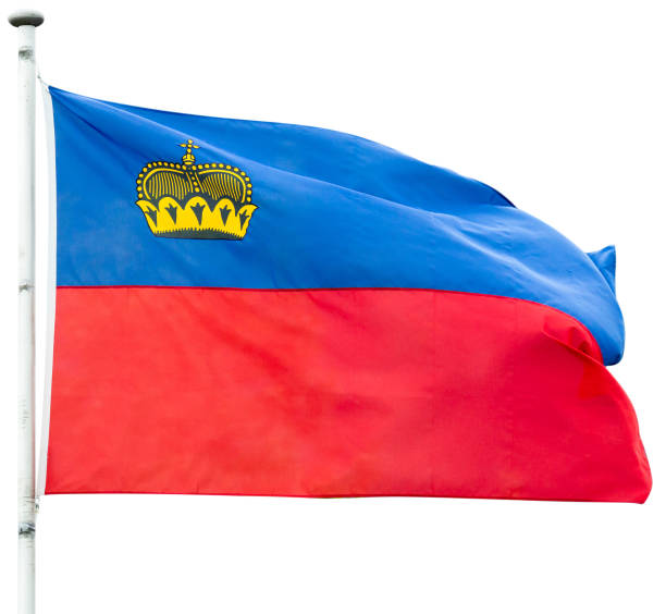 istock Liechtenstein flag waving, isolated on background 1271109330