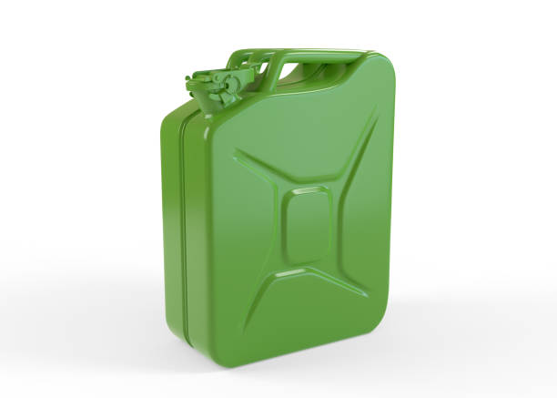 istock Green metal jerrycan isolated on a white background 1271110502
