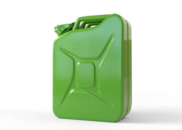 istock Green metal jerrycan isolated on a white background 1271110507