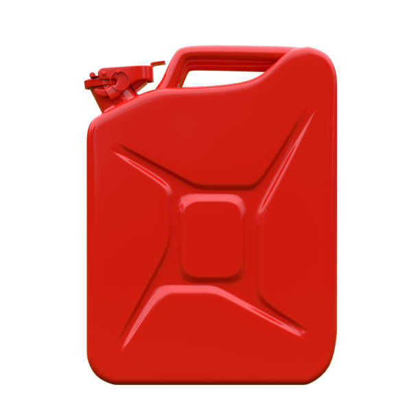 istock Red metal jerrycan isolated on a white background 1271110516