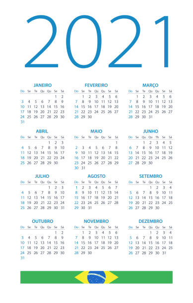 illustrazioni stock, clip art, cartoni animati e icone di tendenza di calendario 2021 brasile - illustrazione vettoriale. versione brasiliana. lingua portoghese - calendar october time week