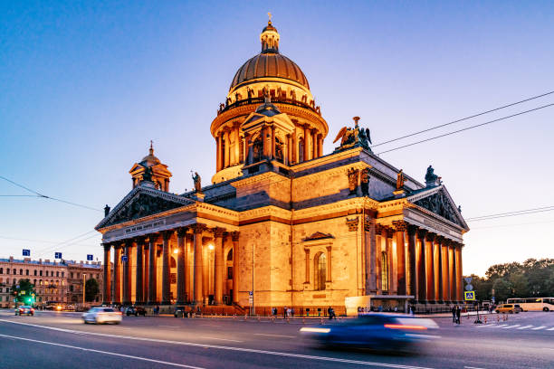 istock Illuminated Saint Isaac's Cathedral or Isaakievskiy Sobor on Saint Isaac's Square (Isaakiyevskaya Ploshchad) 1271111941