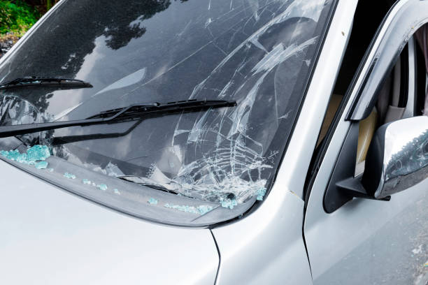 istock Broken white car because of the crash accident 1271113906