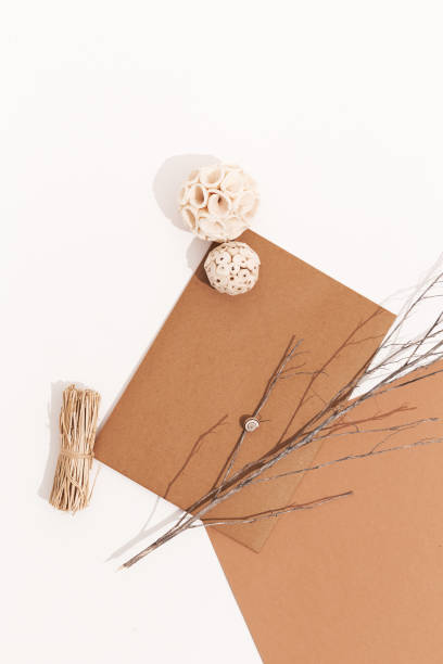 istock Autumn decor brunch on white brown background. Top view. Autumn minimalist concept, Fall Autumn composition. Autumn aesthetic mock-up design. Paper blank 1271114304