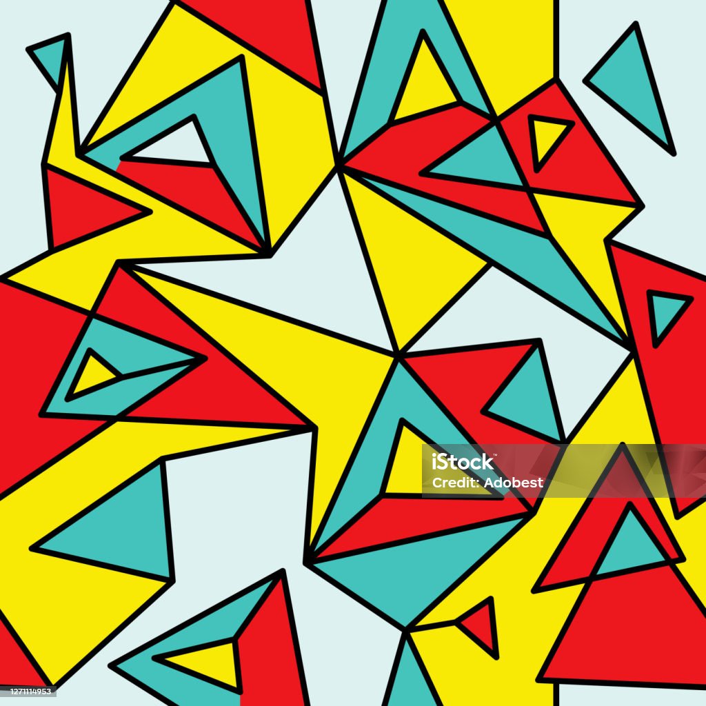 Cubism Patterns Triangles Fragment Of Geometric Cubism Abstract Seamless Pattern 21 Stock ...