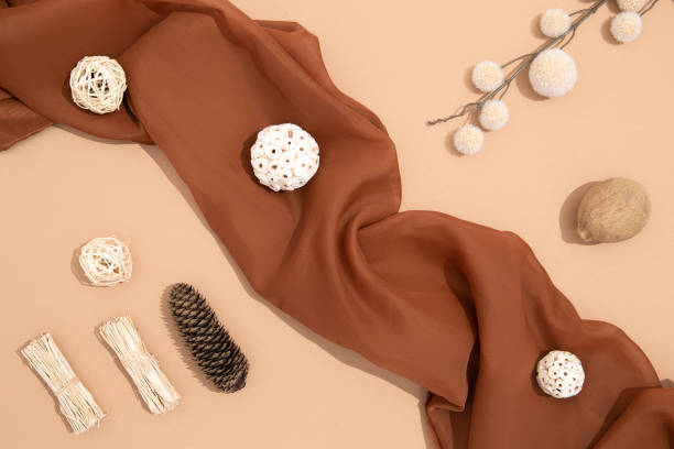 istock Autumn brown colours textile background and minimalist decor.  Autumn, fall concept. Flat lay, top view, copy space. Fashion autumn aesthetic 1271114989