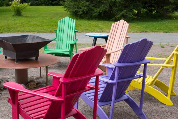 istock Colorful chairs with a fireplace 1271115300