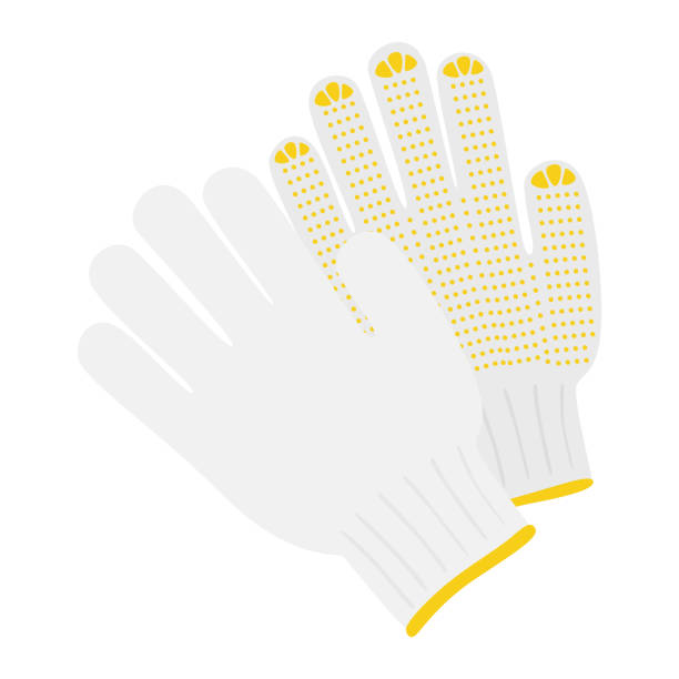 abbildung von arbeitshandschuhen. handschuhe zum bewegen und arbeiten. - arbeitshandschuh stock-grafiken, -clipart, -cartoons und -symbole