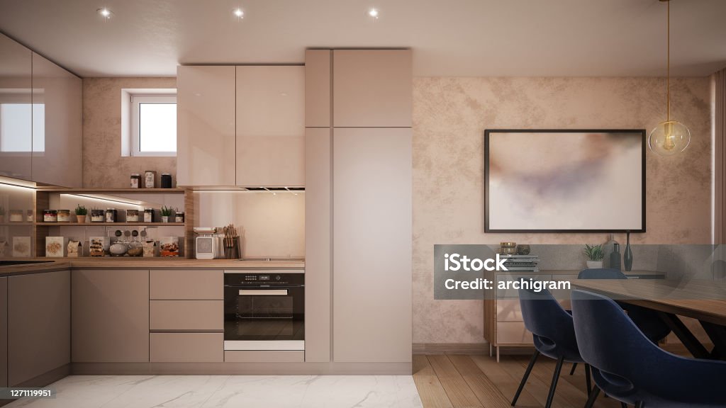 Interior Design Architecture Computer Generated Image Of Kitchen ...