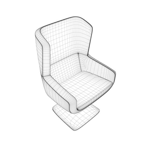istock Wireframe of a comfortable chair from black lines isolated on white background. Isometric view. 3D. Vector illustration 1271121439
