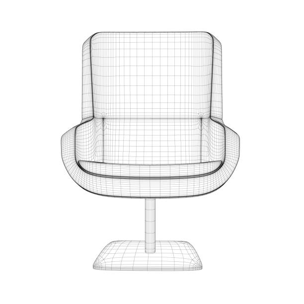 istock Wireframe of a comfortable chair from black lines isolated on white background. Front view. 3D. Vector illustration 1271121461