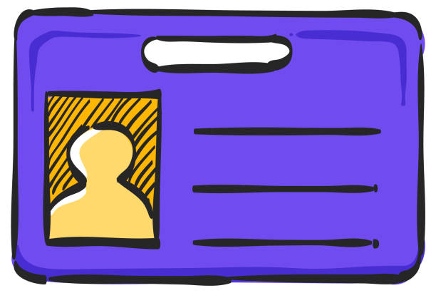 id-karte-symbol in der farbzeichnung - badge security system security security pass stock-grafiken, -clipart, -cartoons und -symbole